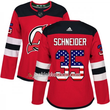 Nainen NHL New Jersey Devils Pelipaita Cory Schneider 35 Adidas 2017-2018 Punainen USA Flag Fashion Authentic